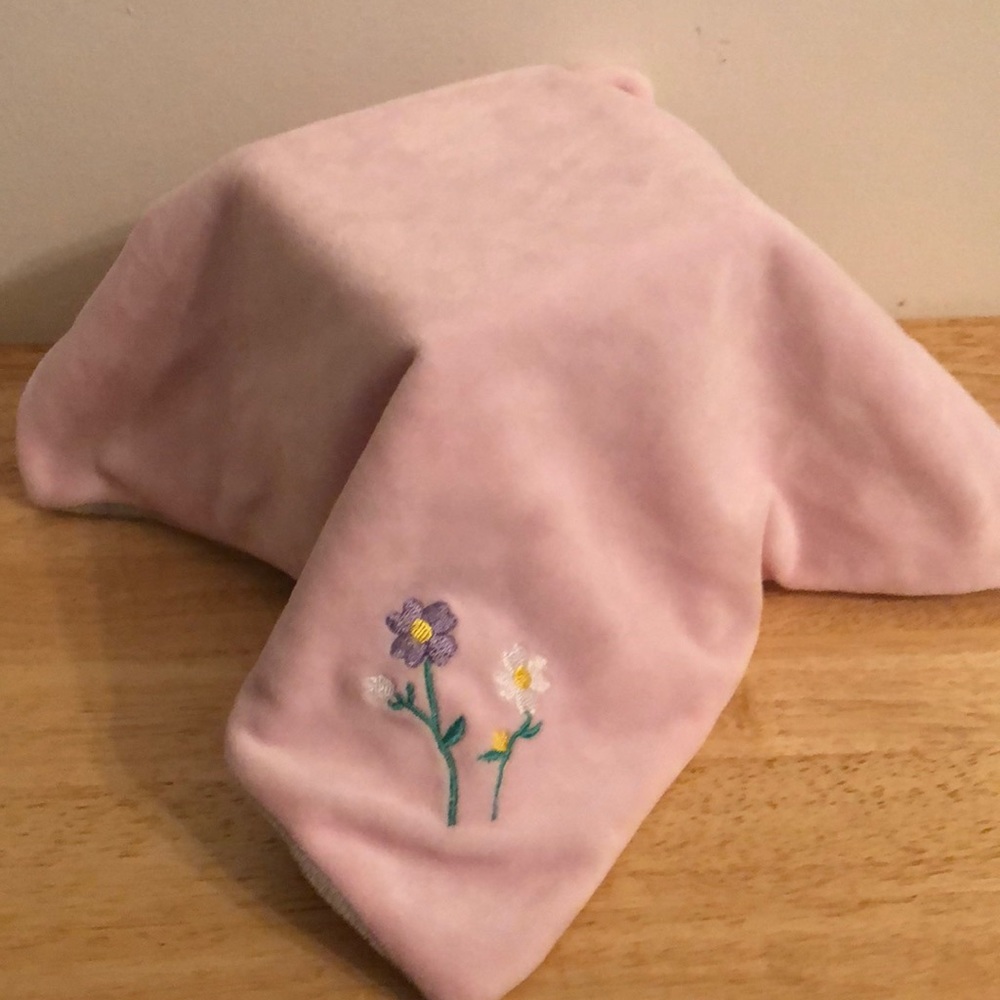 Stephan Baby Girls Security Blanket Lovey Gray & Pink W/ Flowers 12x13